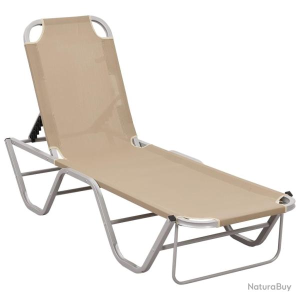 Transat chaise longue bain de soleil lit de jardin terrasse meuble d'ext�rieur aluminium et textil�