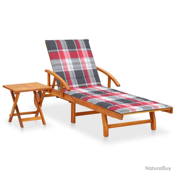 Transat chaise longue bain de soleil lit de jardin terrasse meuble d'ext�rieur avec table et coussi