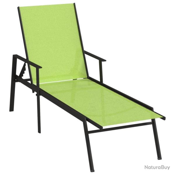 Transat chaise longue bain de soleil lit de jardin terrasse meuble d'ext�rieur acier et tissu texti