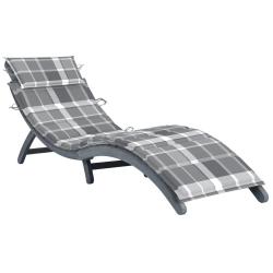 Transat chaise longue bain de soleil lit de jardin terrasse meuble d'ext&eacute;rieur avec coussin gris bo