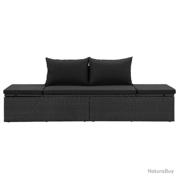 Transat chaise longue bain de soleil lit de jardin terrasse meuble d'ext�rieur avec coussins r�sine