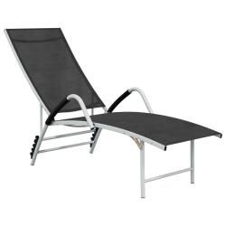 Transat chaise longue bain de soleil lit de jardin terrasse meuble d'ext&eacute;rieur textil&egrave;ne et alumini