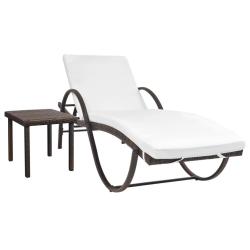 Transat chaise longue bain de soleil lit de jardin terrasse meuble d'ext&eacute;rieur avec coussin et tabl