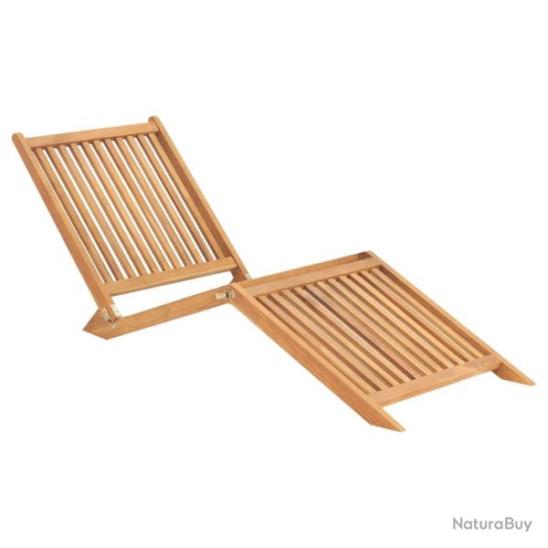 Transat chaise longue bain de soleil lit de jardin terrasse meuble d'ext�rieur bois de teck solide