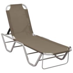 Transat chaise longue bain de soleil lit de jardin terrasse meuble d'ext&eacute;rieur aluminium et textil&egrave;