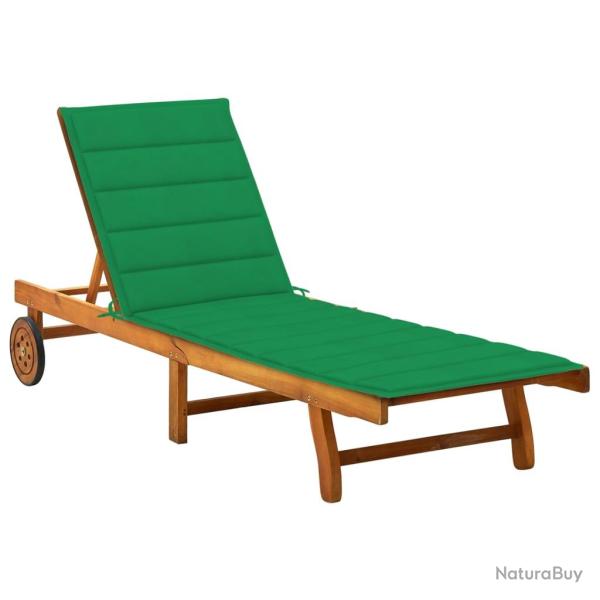 Transat chaise longue bain de soleil lit de jardin terrasse meuble d'ext�rieur avec coussin bois d'