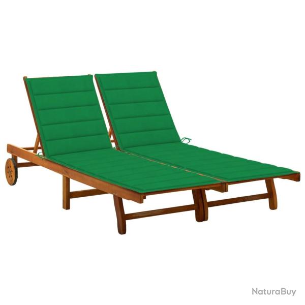 Transat chaise longue bain de soleil lit de jardin terrasse meuble d'extrieur 2 places avec coussi