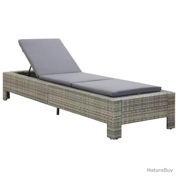 Transat bain de soleil avec coussin gris r�sine tress�e 02_0012195
