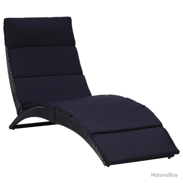 Transat bain de soleil avec coussin r�sine tress�e noir 02_0012203