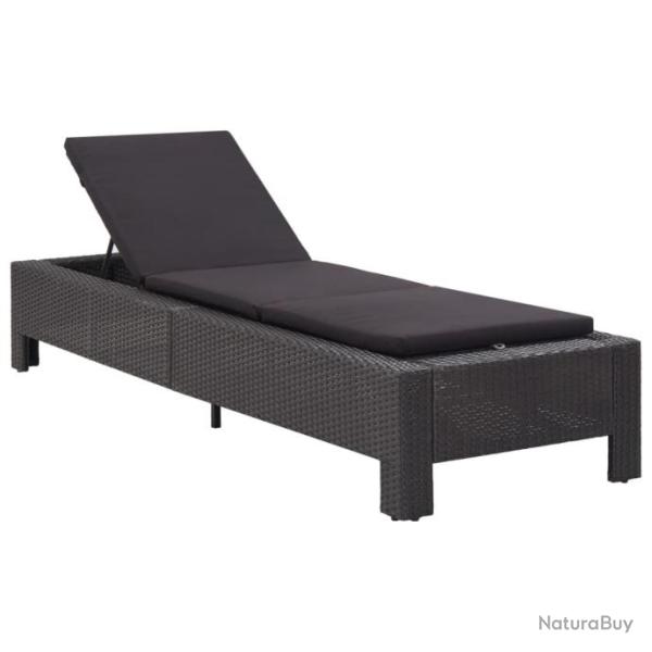 Transat chaise longue bain de soleil bain de soleil avec coussin r�sine tress�e noir 02_0012198