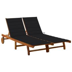 Transat chaise longue bain de soleil lit de jardin terrasse meuble d'ext&eacute;rieur 2 places avec coussi