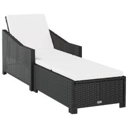 Transat chaise longue bain de soleil lit de jardin terrasse meuble d'ext&eacute;rieur avec coussin blanc c