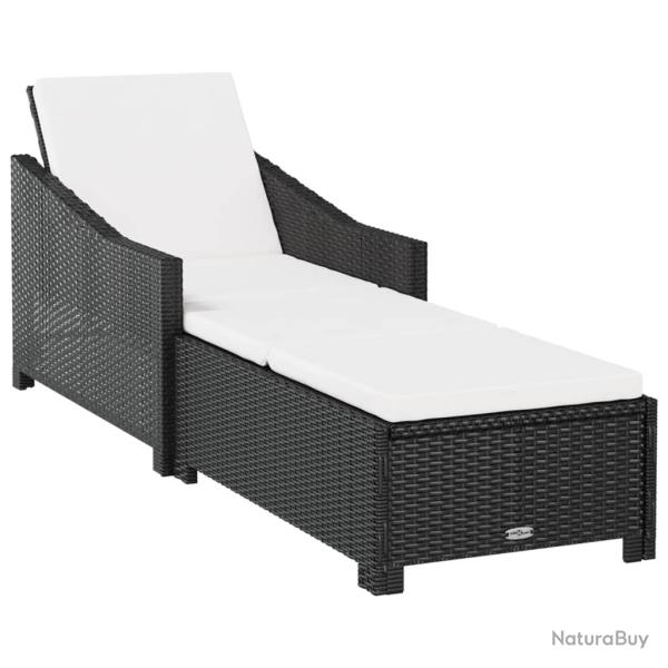 Transat chaise longue bain de soleil lit de jardin terrasse meuble d'ext�rieur avec coussin blanc c