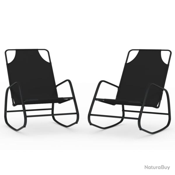 Chaises longues transat � bascule 2 pi�ces noir acier et textil�ne 02_0011973