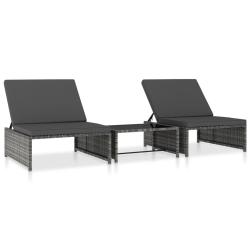 Lot de 2 transats chaise longue bain de soleil lit de jardin terrasse meuble d'ext&eacute;rieur avec table