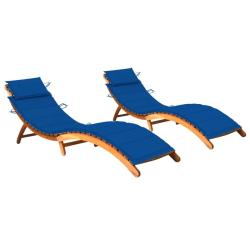 Lot de 2 transats chaise longue bain de soleil lit de jardin terrasse meuble d'ext&eacute;rieur avec couss