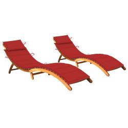 Lot de 2 transats chaise longue bain de soleil lit de jardin terrasse meuble d'ext&eacute;rieur avec couss