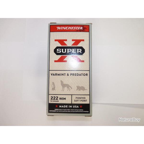 Munitions Winchester Super-X Cal.222Rem 50gr PSP