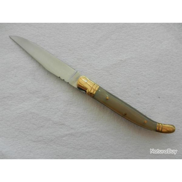 couteau de poche laguiole longueur 22 cm manche en corne blonde
