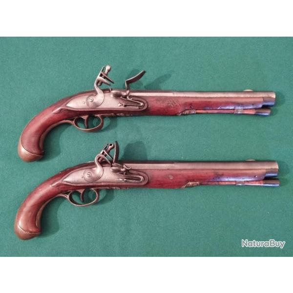 Paire de pistolets d'Officier de chevalerie  d'poque Empire 1804-1814.