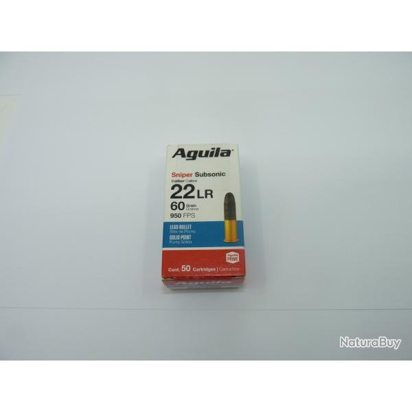 BOITE DE 50 MUNITIONS AGUILA .22LR Sniper Subsonique 60gr