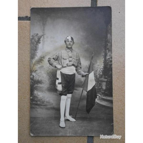 CPA DEGUISEMENT SCOUT CONSEIL DE REVISION PROVINS DRAPEAUX