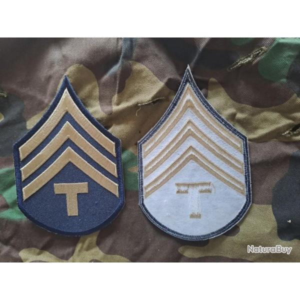 X2 INSIGNE PATCH GALONS US ARMY WW2 TECHNICAL 4th( copie reproduction ) NEUF la paire Dos plastifi�