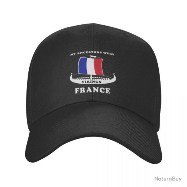 Casquette "My ancestors were VIKINGS" avec le drapeau franais - Noir