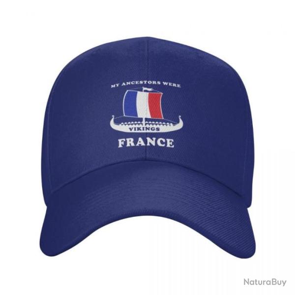 Casquette "My ancestors were VIKINGS" avec le drapeau fran�ais - Bleu