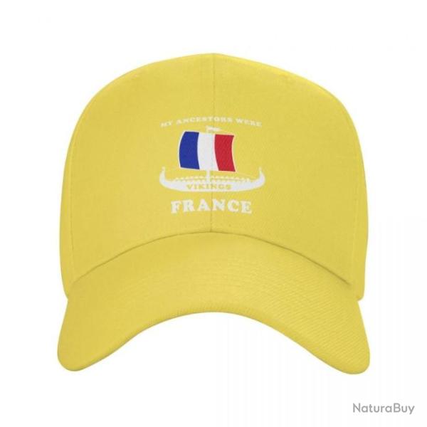 Casquette "My ancestors were VIKINGS" avec le drapeau franais - Jaune