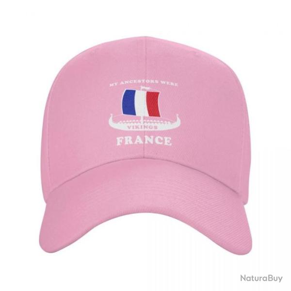 Casquette "My ancestors were VIKINGS" avec le drapeau franais - Rose