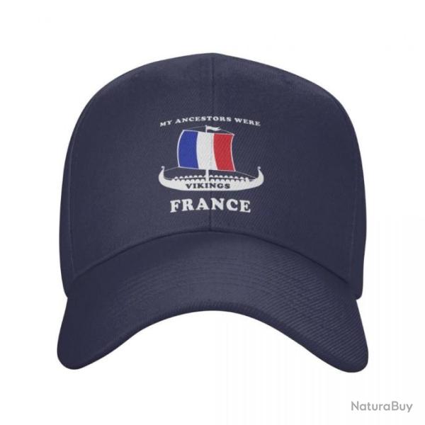 Casquette "My ancestors were VIKINGS" avec le drapeau franais - Bleu marine