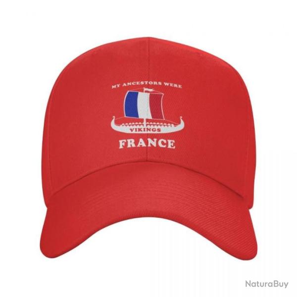 Casquette "My ancestors were VIKINGS" avec le drapeau fran�ais - Rouge