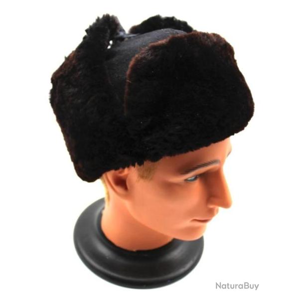 Ouchanka (chapka) marron et noire capitonn�e