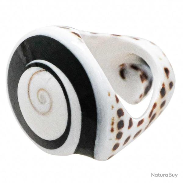 Bague coquillage noir et blanc oeil de shiva 50