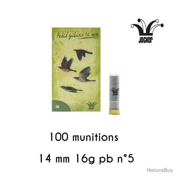100 CARTOUCHES JOCKER PETIT GIBIER CAL 14mm 16g n�5 5