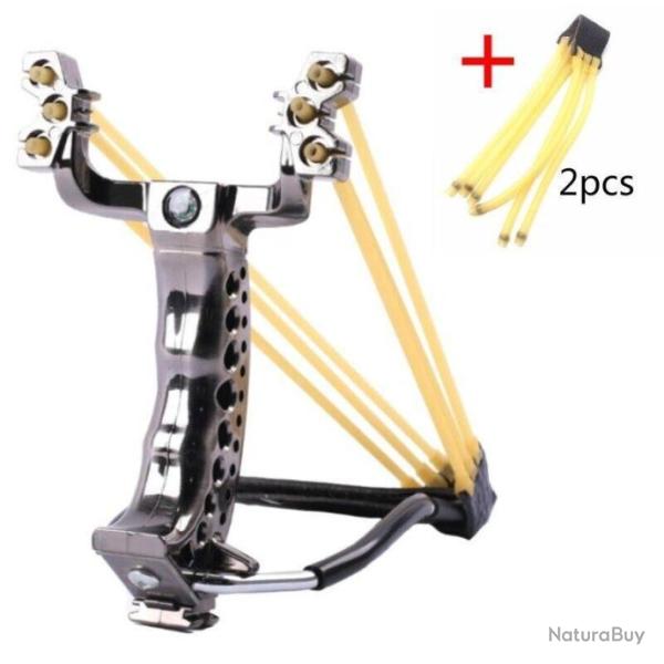 Kit Fronde Lance Pierre 3 Elastiques Puissante Repose Poignet Cuir Chasse Camping