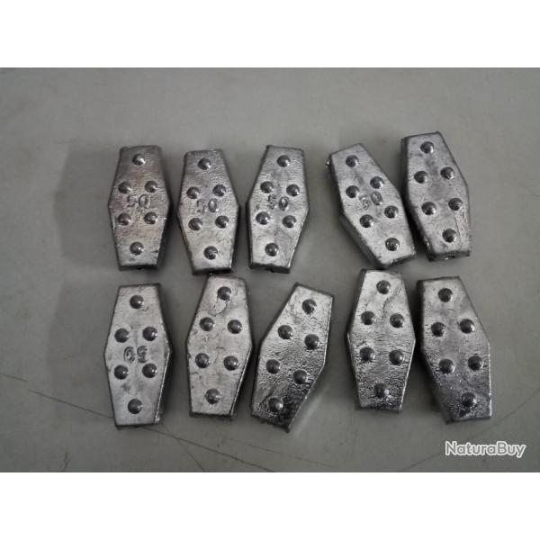 10 plombs hexagonaux 50g