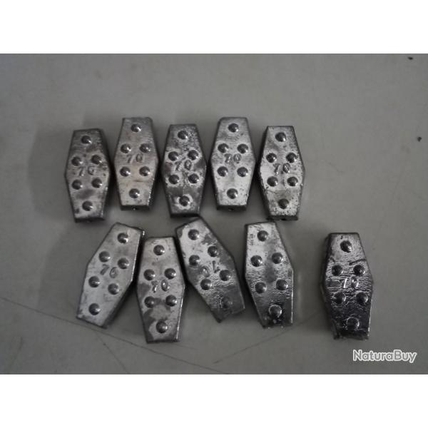 10 plombs hexagonaux 70g