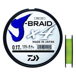 Tresse Daiwa J Braid X4 135m Jaune Jaune 25/100 14,4kg