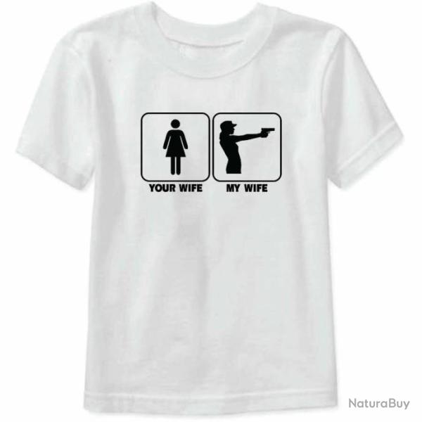 T shirt "MY WIFE, YOUR WIFE" - Blanc