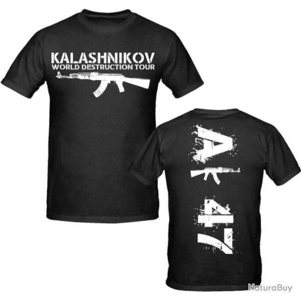 T-shirt "KALASHNIKOV WORLD DESTRUCTION TOUR AK 47" avant et arri�re