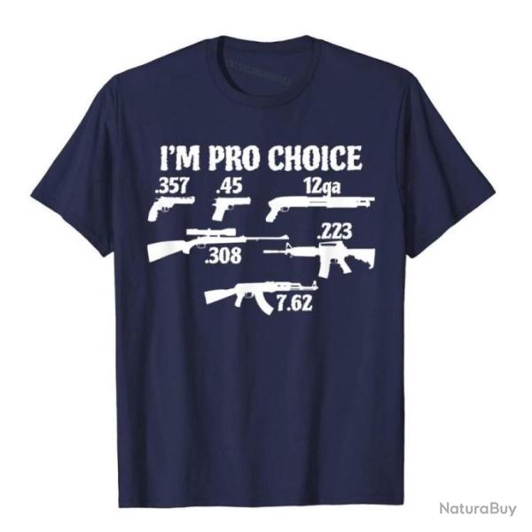 T-shirt humoristique "I'M PRO CHOICE" avec les calibres les plus commun - Bleu Marine