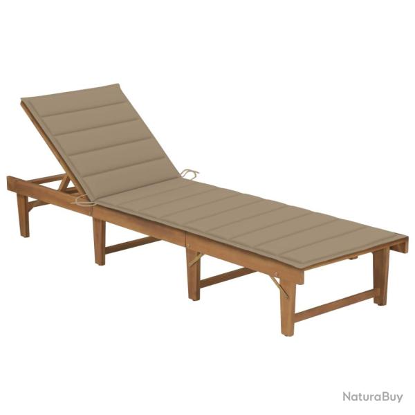 Transat chaise longue bain de soleil lit de jardin terrasse meuble d'ext�rieur pliable avec coussin