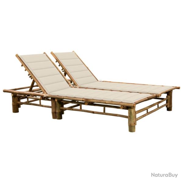 Transat chaise longue bain de soleil lit de jardin terrasse meuble d'ext�rieur pour 2 personnes 200