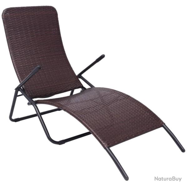 Transat chaise longue bain de soleil lit de jardin terrasse meuble d'ext�rieur 61 x 147 x 95 cm pli