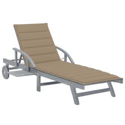 Transat chaise longue bain de soleil lit de jardin terrasse meuble d'ext&eacute;rieur avec coussin 200 cm