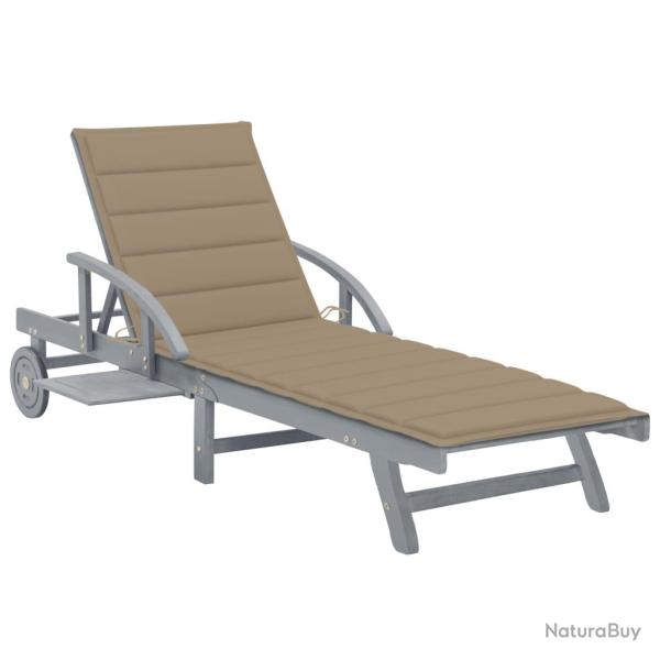 Transat chaise longue bain de soleil lit de jardin terrasse meuble d'ext�rieur avec coussin 200 cm