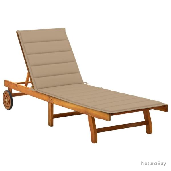 Transat chaise longue bain de soleil lit de jardin terrasse meuble d'ext�rieur 200 cm avec coussin