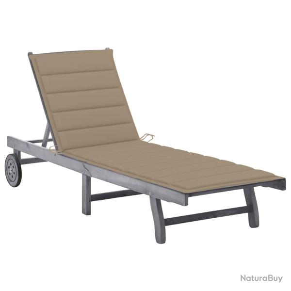 Transat chaise longue bain de soleil lit de jardin terrasse meuble d'ext�rieur 200 cm avec coussin
